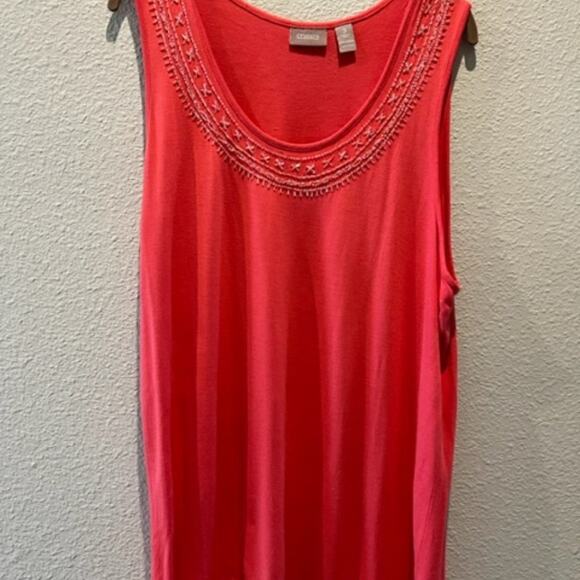 Chico’s Camisole/Tank With Beading Embellishment at Neck, Size 3 (16/18) - Picture 4 of 10